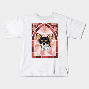 Stained Glass Black Chihuahua Kids T-Shirt